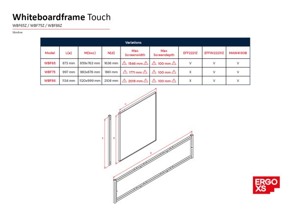 ErgoXS_TechInfo_Slimline_Whiteboardframetouch_WBF65Z_WBF75Z_WBF86Z