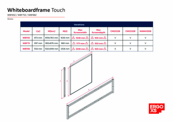 ErgoXS_TechInfo_Slimline_Whiteboardframetouch_WBF65Z_WBF75Z_WBF86Z