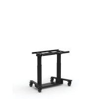 Mobile tilting table extra low in black with red accents on wheels