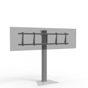 Floor System Stand for two screens from the front in grey