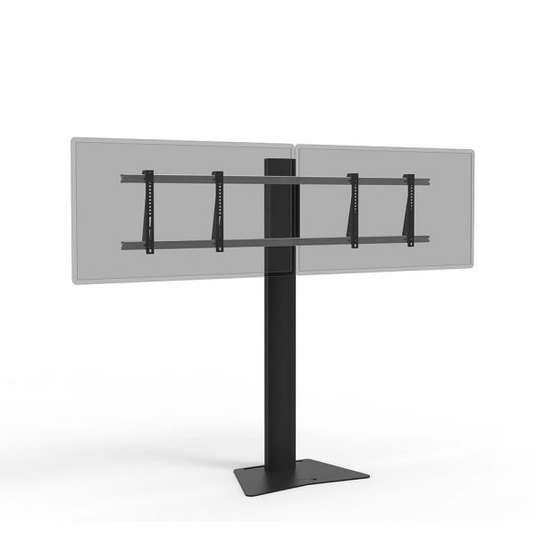 Floor System Stand for two screens from the front in black